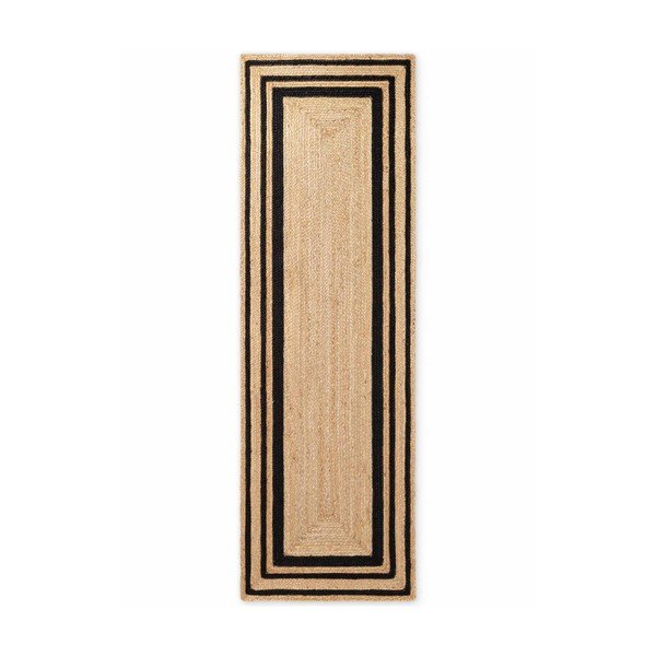 Covor tip traversă negru/în culoare naturală reversibil/țesut manual din iută 80x250 cm Looma – Hanse Home