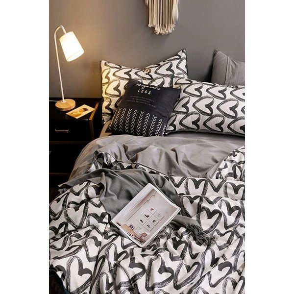 Lenjerie de pat alb-gri din bumbac pentru pat de o persoană-extins și cearceaf 160x220 cm – Mila Home-image-3