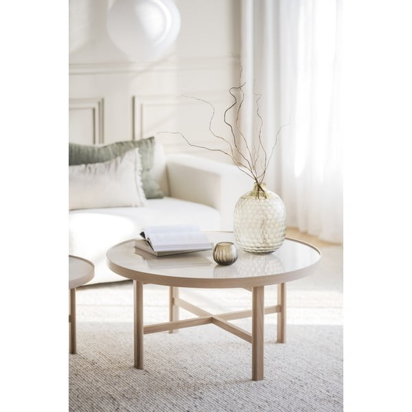 Măsuță de cafea în culoare naturală rotundă cu blat ceramic 90x90 cm Marsden – Rowico-image-1