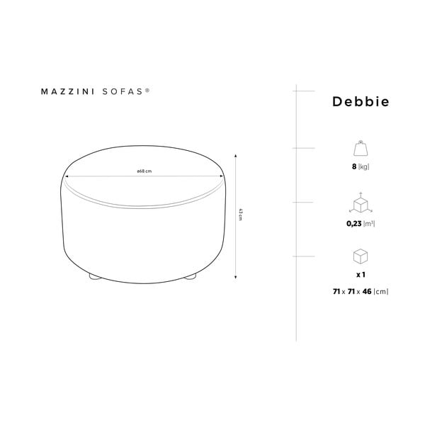 Puf din catifea Mazzini Sofas Debbie, ø 68 cm, bej-image-3