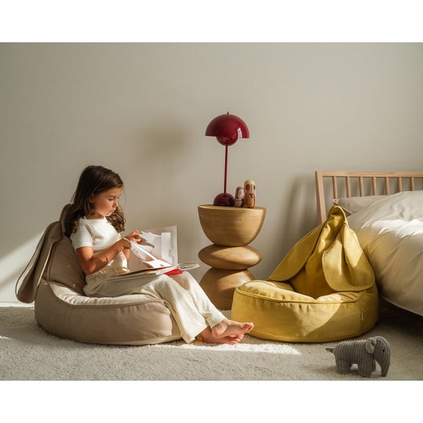 Fotoliu puf pentru copii galben cu tapițerie din catifea Bunny – Wigiwama-image-4