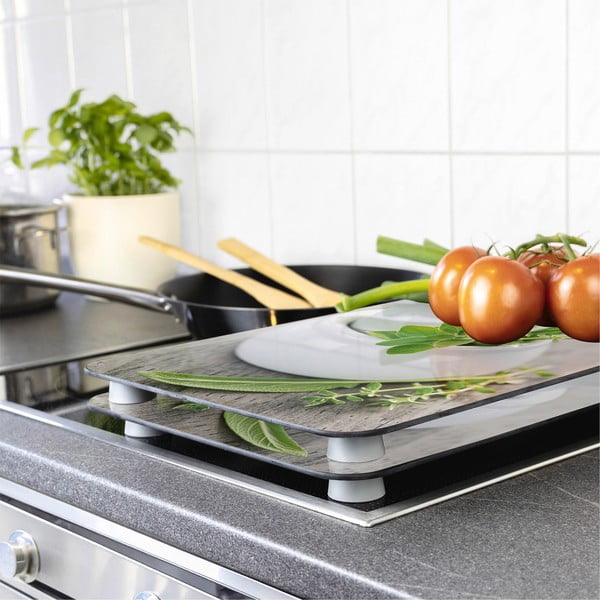 Set 2 protecții din sticlă pentru aragaz Wenko Herbal, 52 x 30 cm-image-1