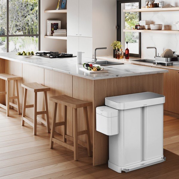 Coș de gunoi alb cu pedală din oțel 58 l – simplehuman-image-1