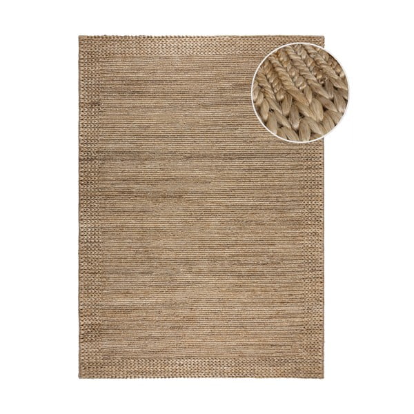 Covor în culoare naturală țesut manual din chenaf 120x170 cm Drew Border – Flair Rugs