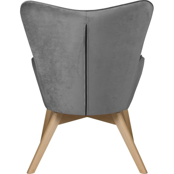 Fotoliu cu taburet gri cu tapițerie din catifea Niko – Ropez-image-4