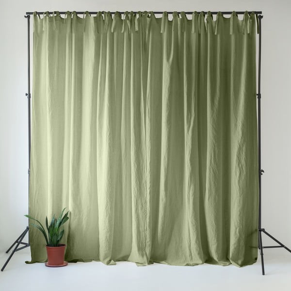 Draperie verde-deschis din in 140x300 cm Sage – Linen Tales