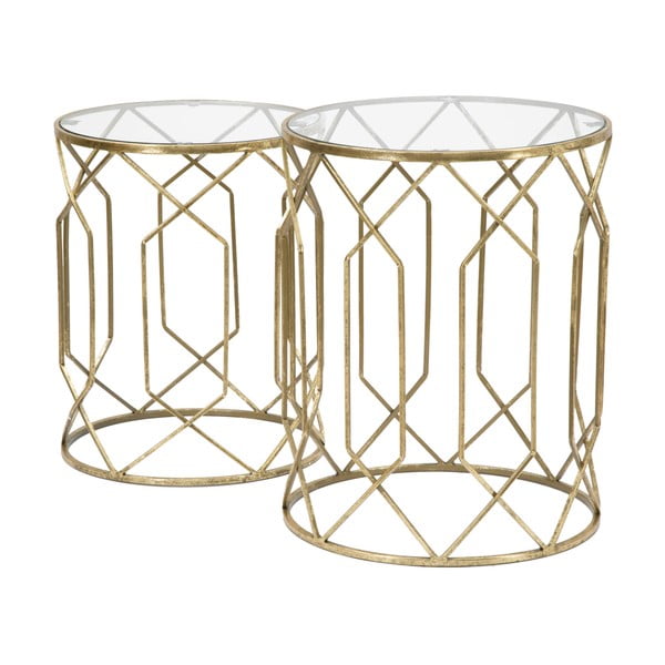 Măsuțe auxiliare rotunde cu blat din sticlă 2 buc. ø 42 cm Tunisi – Mauro Ferretti-image-1