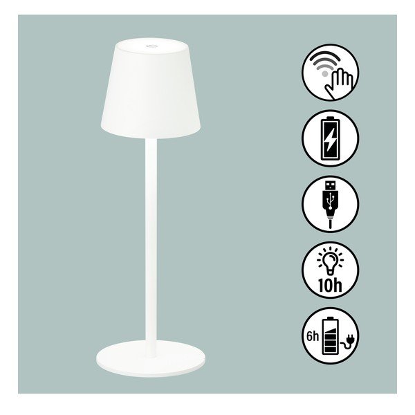 Veioză albă LED cu intensitate reglabilă/cu senzor de mișcare cu abajur din metal (înălțime 38 cm) Tropea – Fischer & Honsel-image-2