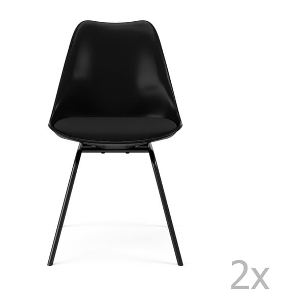 Set 2 scaune de dining Tenzo Gina Triangle, negru