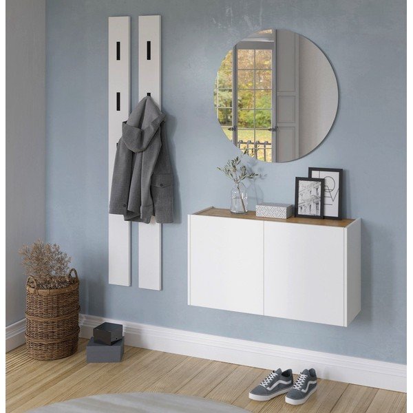 Dulap alb cu aspect de lemn de stejar suspendat 93x52x29 cm Libbiano – Germania-image-1