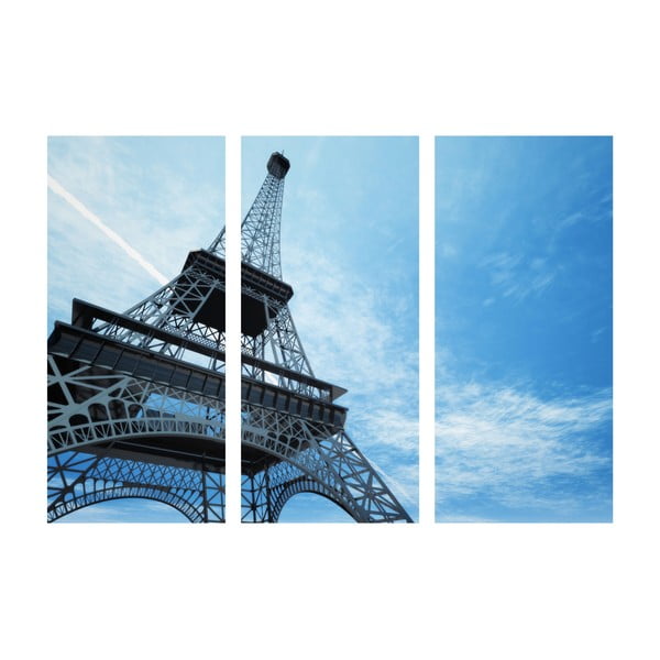 Tablou din 3 piese Eiffel Tower & Blue Sky