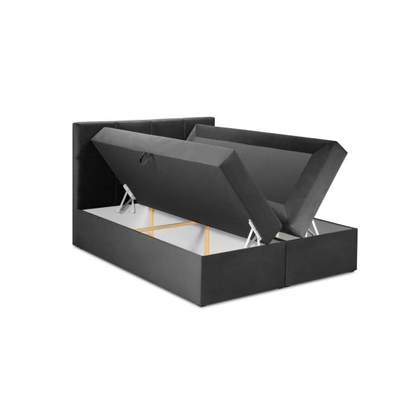 Pat boxspring 180x200 cm gri închis cu spațiu de depozitare Mimicry – Mazzini Beds-image-3