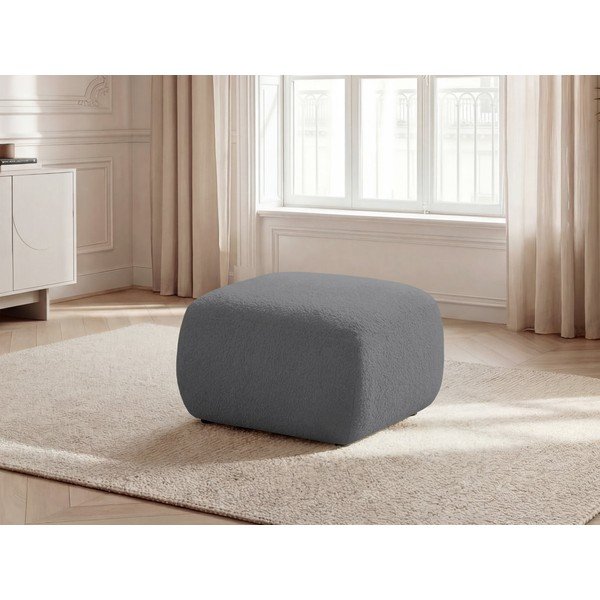 Taburet gri cu tapițerie din țesătură bouclé Montaigne – Bobochic Paris-image-1