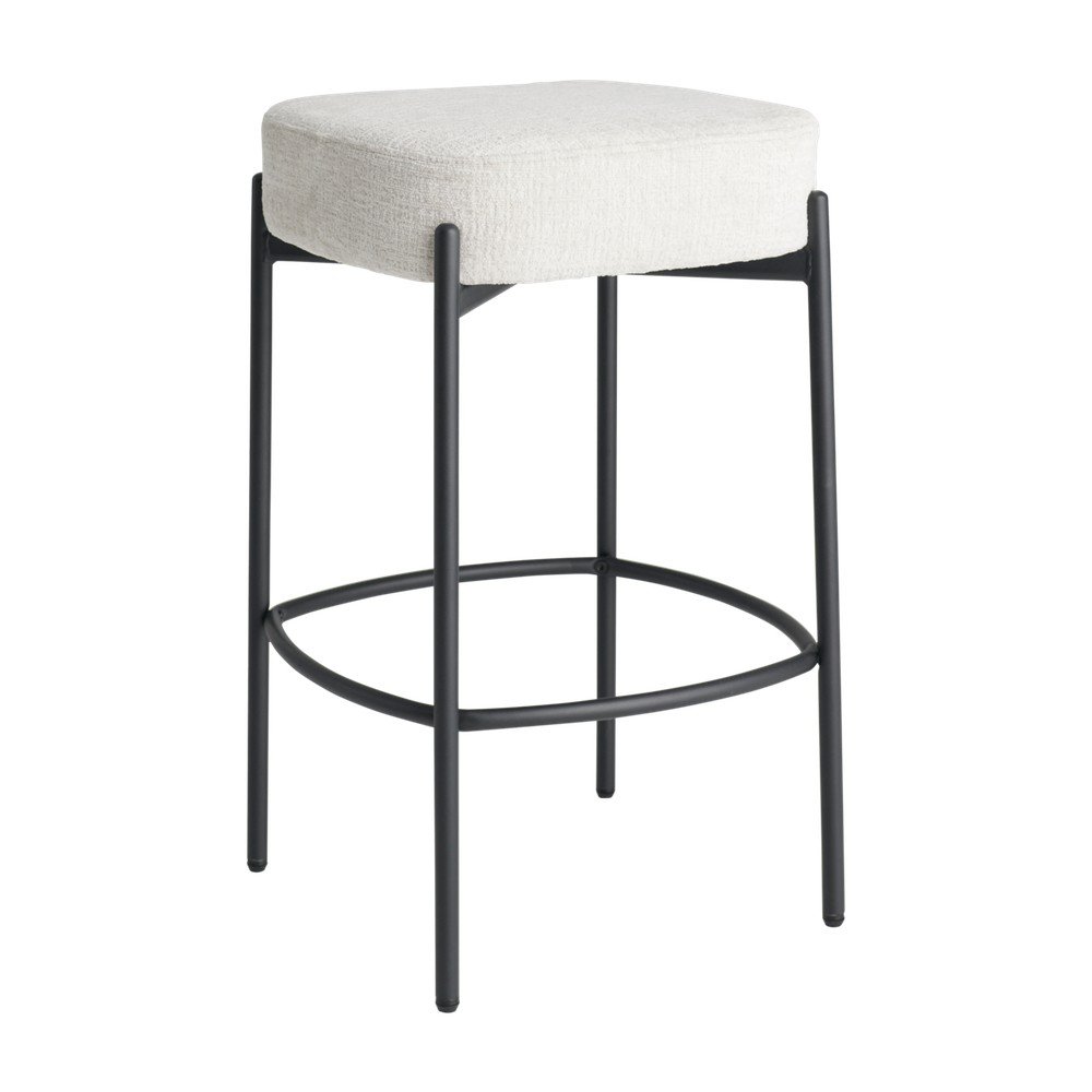 Scaun tip taburet crem tapițat Preppina – Ellos Home