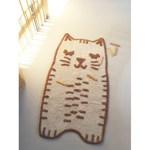 Covor pentru copii crem lavabil, țesut manual din bumbac 65x120 cm Little Charlie – Nattiot-image-3