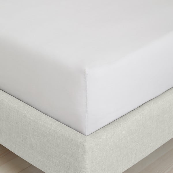Cearceaf gri din bumbac percal cu elastic 90x190 cm Cotton Percale – Bianca-image-3