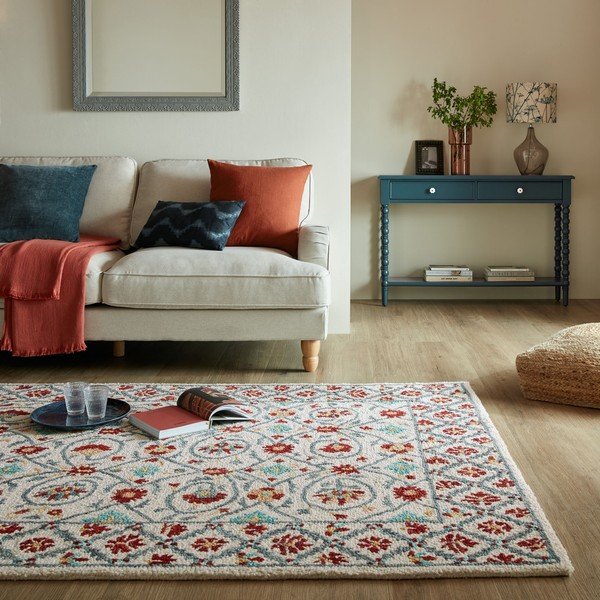 Covor roșu/albastru țesut manual din lână 160x230 cm Iris Traditional – Flair Rugs-image-1