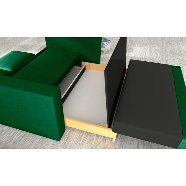 Canapea verde extensibilă/cu spațiu de depozitare cu tapițerie din catifea 151 cm Wave – ELTAP-image-2