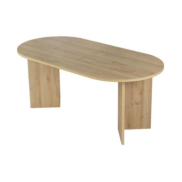 Masă de dining cu aspect de lemn de stejar 89,5x180 cm Sablin – Kalune Design-image-1