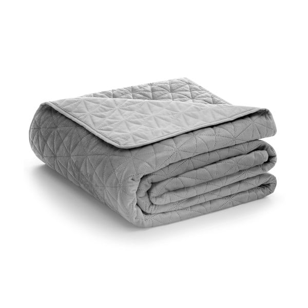 Cuvertură gri deschis matlasată din catifea 220x240 cm Laila – Restilo