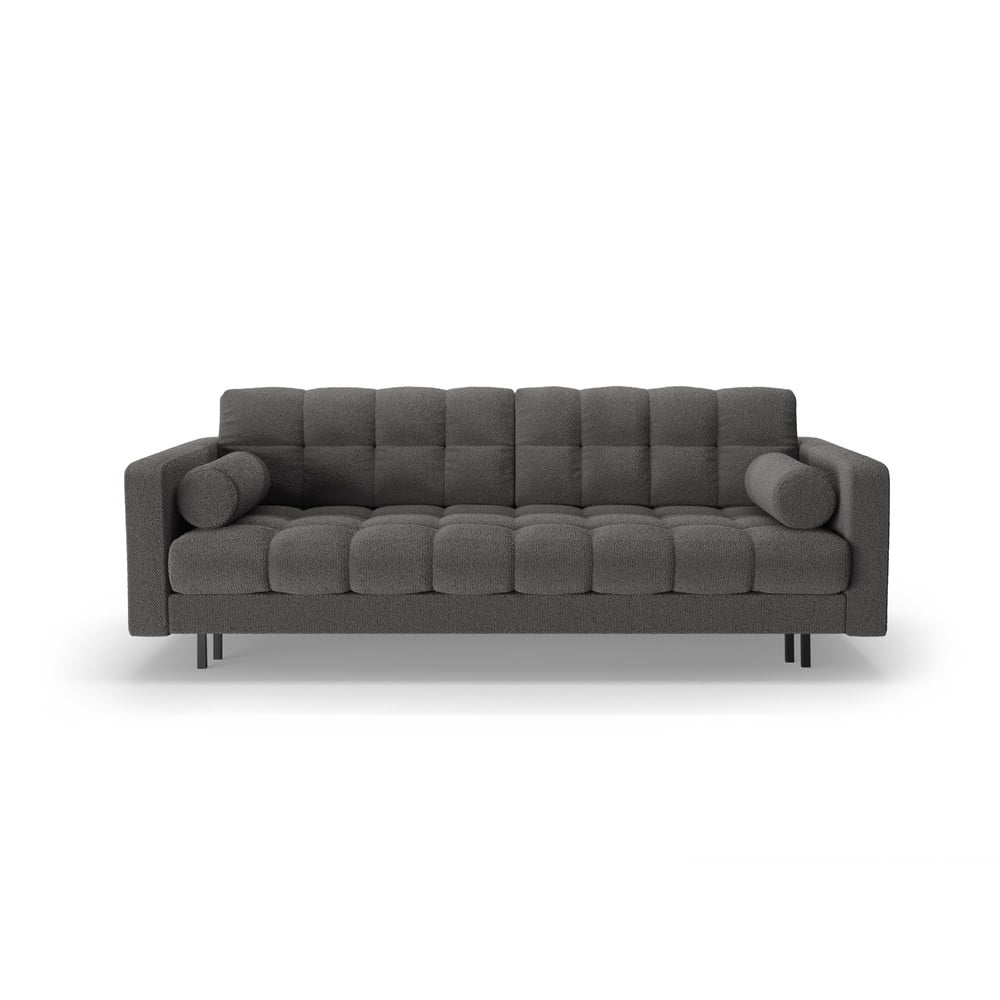 Canapea gri închis extensibilă, cu spațiu de depozitare cu tapițerie din țesătură bouclé 222 cm Bali – Cosmopolitan Design