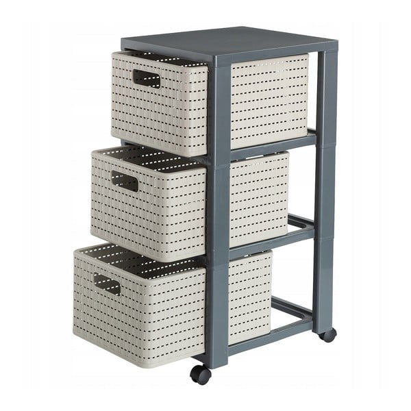 Etajeră de baie gri din plastic 32,5x71 cm Country – Rotho-image-2