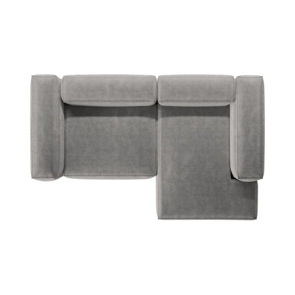 Colțar gri deschis cu tapițerie din catifea reiată  (cu colț pe partea dreaptă/cu șezlong) Bergamo – Cosmopolitan Design-image-3