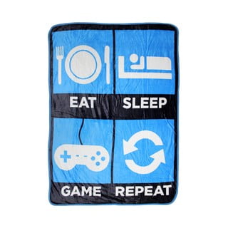 Pătură de plajă Big Mouth Inc. Eat Sleep Game Repeat, 114 x 152 cm, albastru