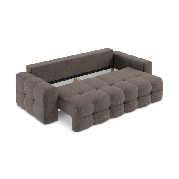 Canapea maro extensibilă cu tapițerie din țesătură bouclé 255 cm Milu – Makamii-image-3