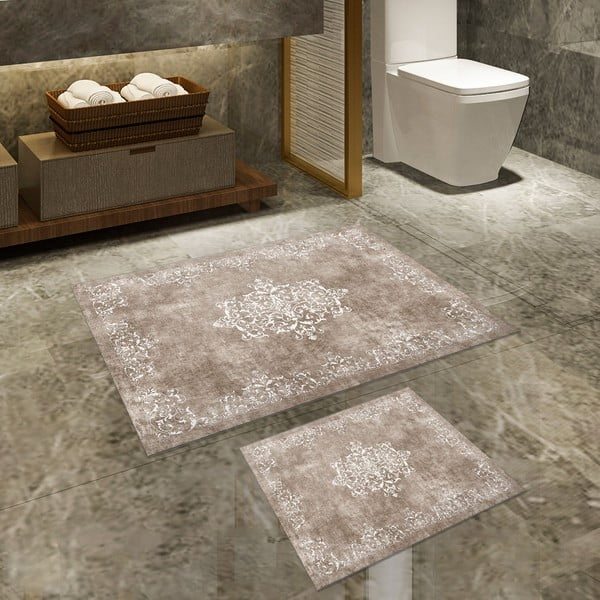 Covorașe de baie gri/taupe 2 buc. 60x100 cm – Foutastic-image-2