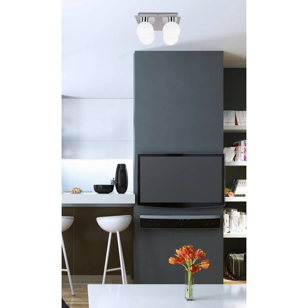 Plafonieră argintie cu abajur din sticlă 25x25 cm Oden – Candellux Lighting-image-1