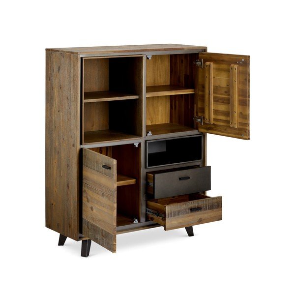 Comodă înaltă din lemn de salcâm cu rafturi Furnhouse Malaga Duo-image-1