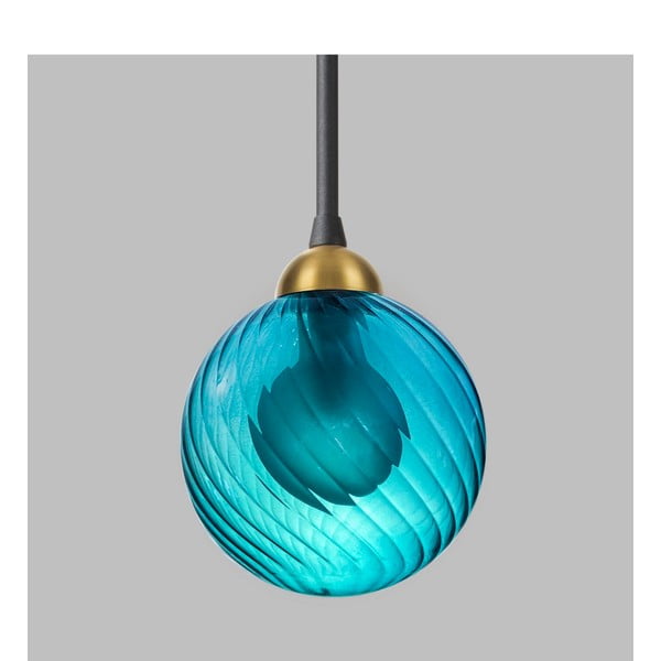 Lustră albastră cu abajur din sticlă ø 12 cm Twister – Squid Lighting-image-3