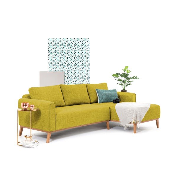 Canapea cu șezlong pe partea dreaptă Vivonita Milton, verde lime-image-4