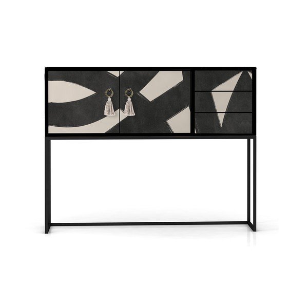 Comodă negru-bej joasă 113x92 cm Freya – Really Nice Things