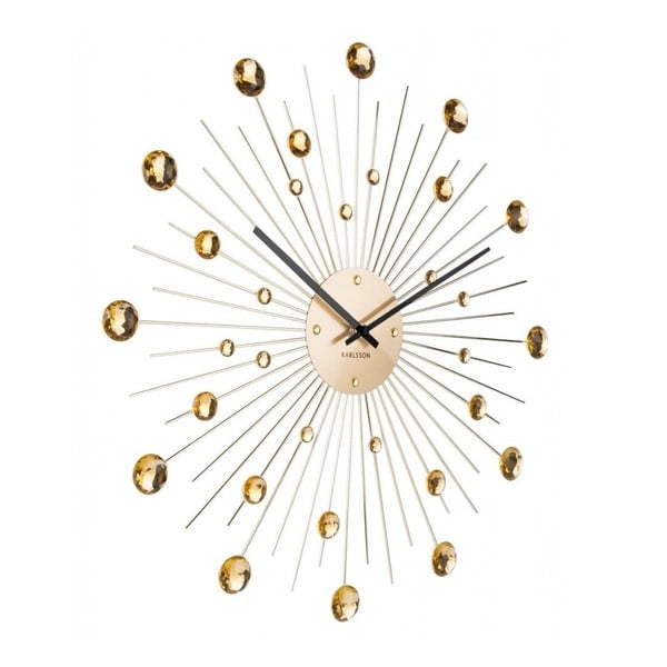 Ceas de perete cu cristale aurii Karlsson Sunburst, auriu-image-1