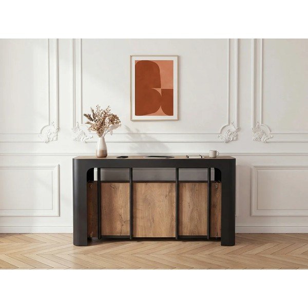 Masă consolă neagră/în culoare naturală 50x110 cm Albane – Bobochic Paris-image-3