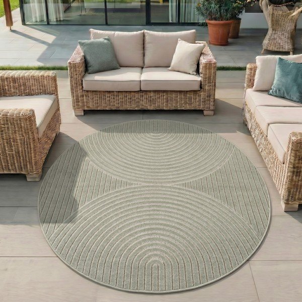 Covor pentru exterior și interior verde rotund ø 160 cm Nova 1201 – Ayyildiz Carpets-image-1