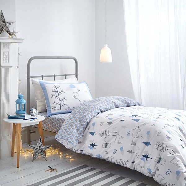 Lenjerie de pat Bianca Nordic Cotton, 200 x 200 cm, albastră