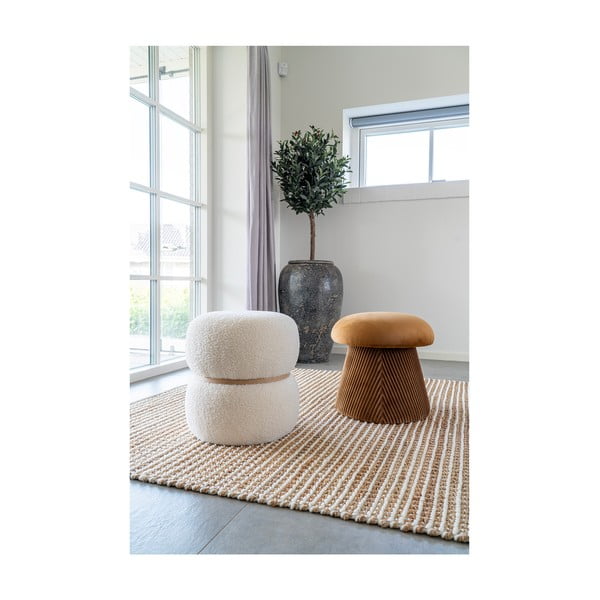 Puf galben ocru cu tapițerie din catifea Hampton – House Nordic-image-1