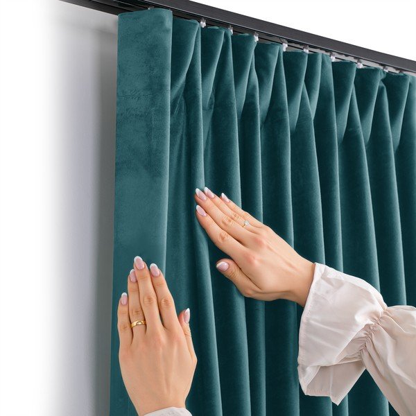 Draperie în culoarea petrolului dimout (semi-opacă) din catifea 530x250 cm Velto – Filumi-image-2