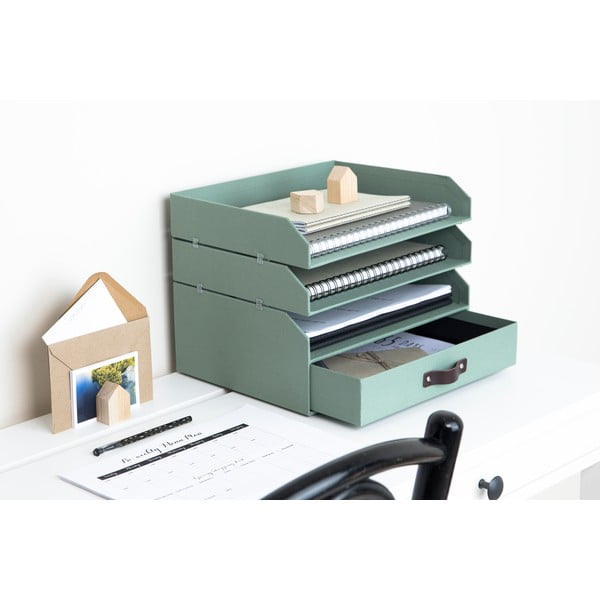 Organizator verde pentru sertar/pentru documente din carton Walter Canvas Paper Laminate – Bigso-image-2