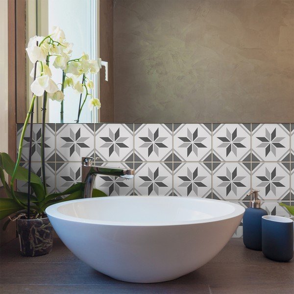 Set 9 autocolante de perete Ambiance Cement Tiles Noah, 10 x 10 cm-image-1