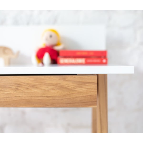 Birou cu bază din lemn de frasin Ragaba Luka, lungime 65 cm, alb-image-2