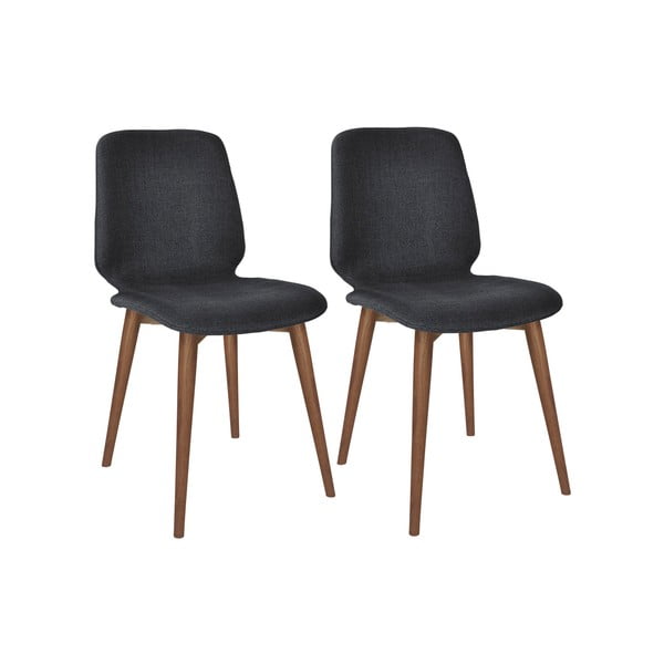 Set 2 scaune cu picioare din lemn masiv de nuc WOOD AND VISION Basic, negru