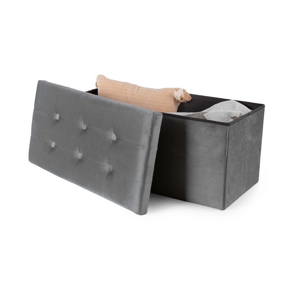 Taburet gri cu tapițerie din catifea – Compactor-image-3