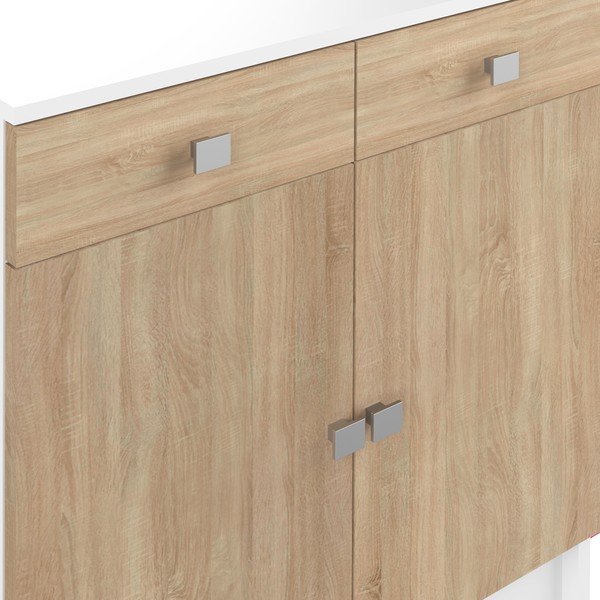 Dulap de baie scund alb cu aspect de stejar 60x82 cm Combi - TemaHome -image-1