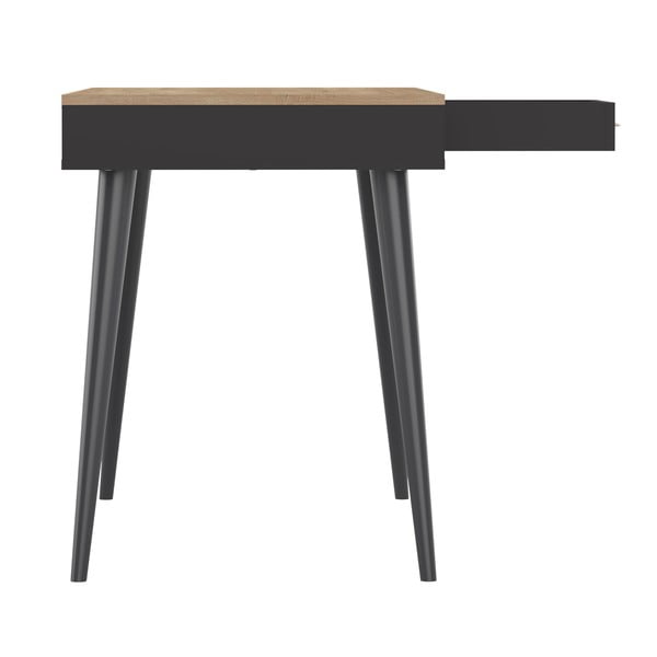 Birou negru cu blat cu aspect de stejar 134x59 cm - TemaHome -image-3