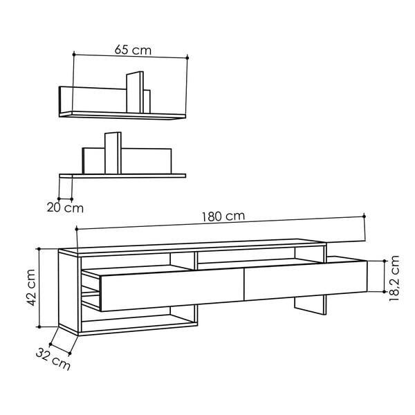 Set mobilier TV gri antracit 180x42 cm Gara - Homitis-image-2
