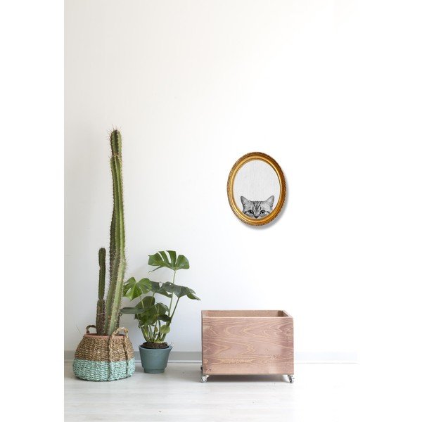 Tablou oval de perete Really Nice Things Cat, 40 x 50 cm-image-1